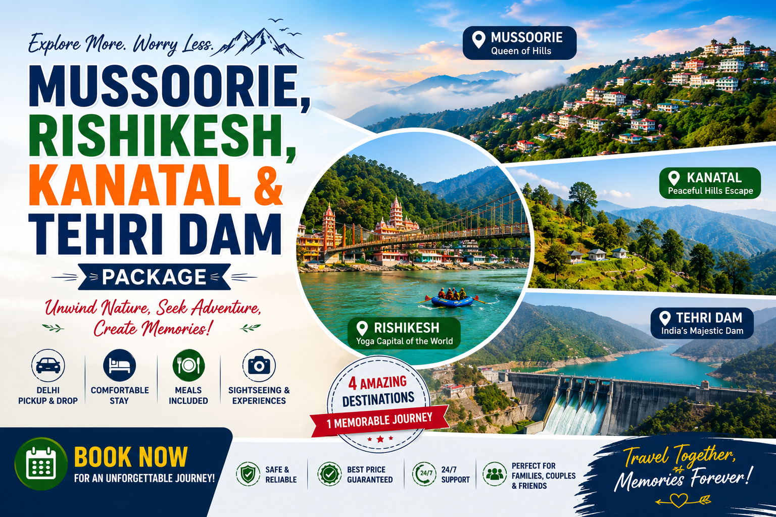 Mussoorie Rishikesh Kanatal And Tehri Dam Package